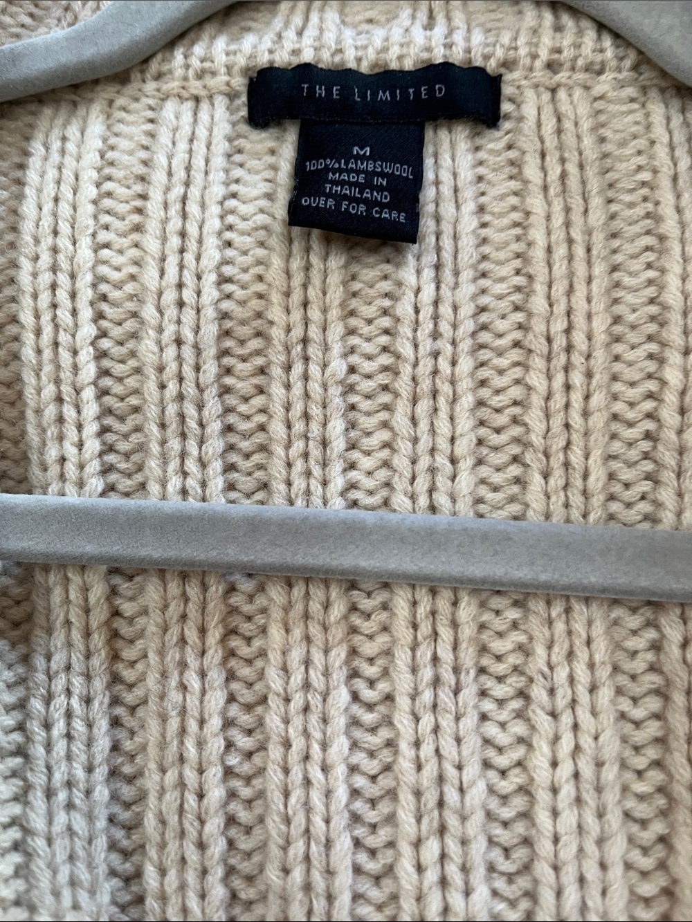 The Limited wide collar a tie-front belt 100% Lambswool Cardigan Sweater size M - Picture 3 of 6